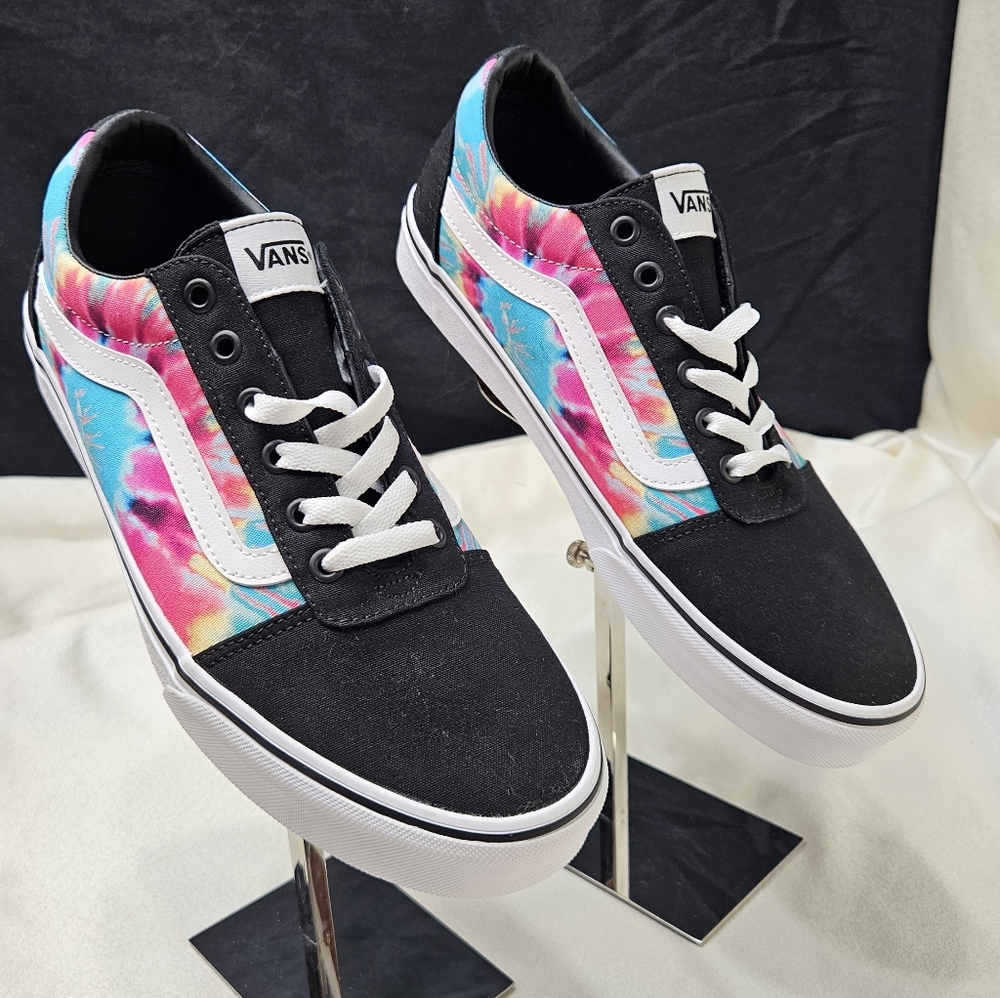 Vans Ward Old Skool Style Sneaker Womens 11 Black White Tie Dye Canvas Shoes